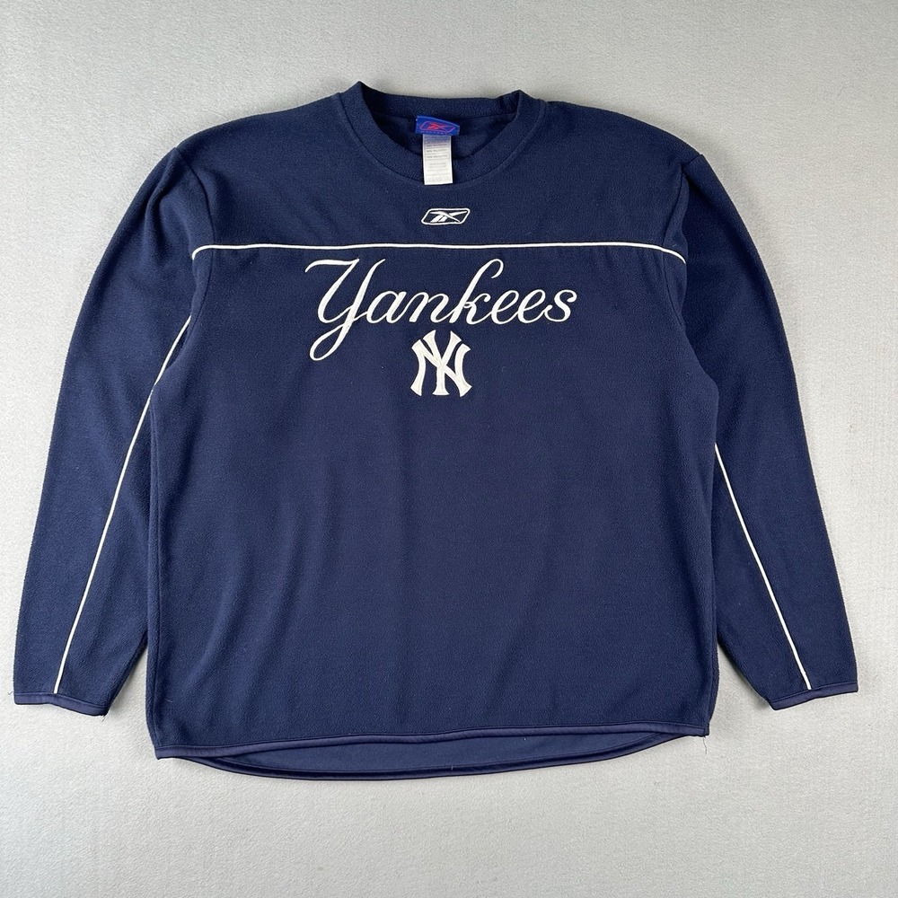 Vintage Reebok New York Yankees Fleece Sweatshirt Men's Large Blue Fleece